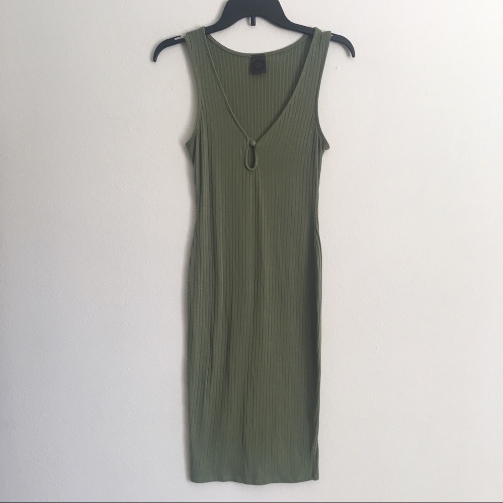 May Pink | Ribbed Green Dress